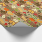 Thanksgiving Turkey Squash Autumn Harvest Pattern Cadeaupapier (Hoek)
