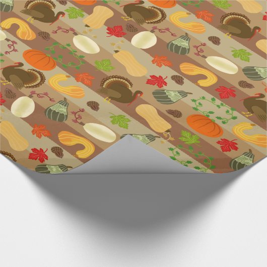 Thanksgiving Turkey Squash Autumn Harvest Pattern Cadeaupapier (Hoek)