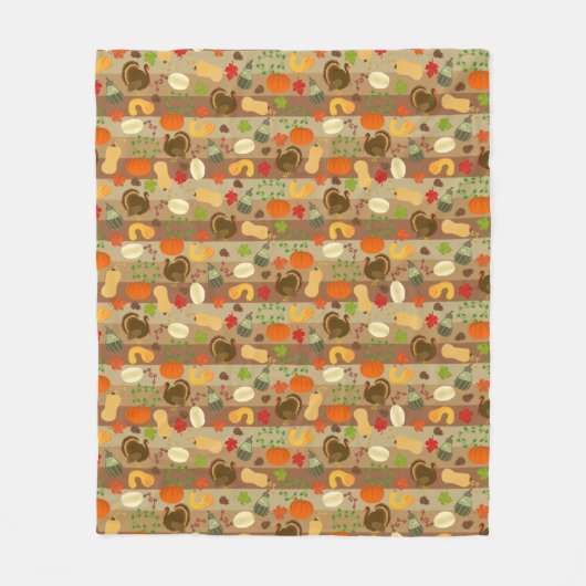 Thanksgiving Turkey Squash Autumn Harvest Pattern Fleece Deken (Voorkant)