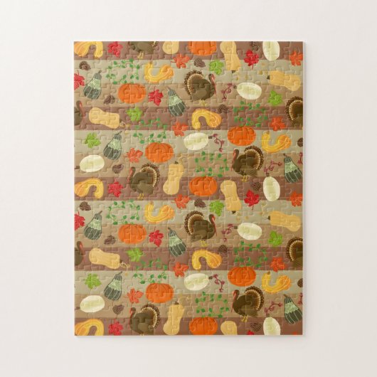 Thanksgiving Turkey Squash Autumn Harvest Pattern Legpuzzel (Verticaal)
