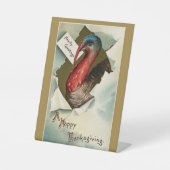 Thanksgiving turkey vintage art drawing Reclamebord Met Voetstuk (Voorkant)