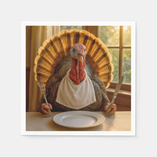 Thanksgiving Turkey With Knife and Fork Servet (Voorkant)