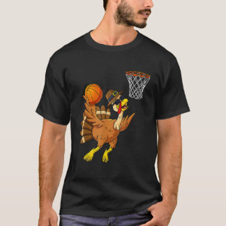 Thanksgiving Turkije Basketball Player Funny Boys  T-shirt