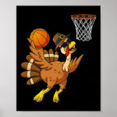 Thanksgiving Turkije Basketbalspeler Fun Boys Gir Poster (Voorkant)