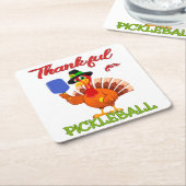 Thanksgiving Turkije - Bedankt voor Pickleball Vierkante Kartonnen Onderzetter (Schuin)