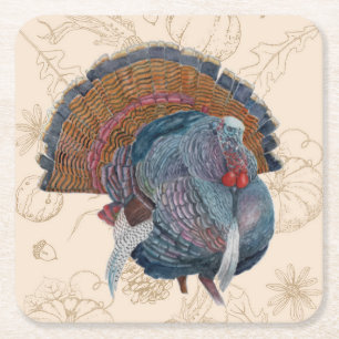 Thanksgiving Turkije Borden Vierkante Kartonnen Onderzetter