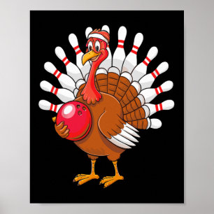 Thanksgiving Turkije Bowling Pin Matching Team Poster