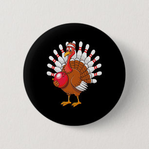 Thanksgiving Turkije Bowling Pin Matching Team Ronde Button 5,7 Cm