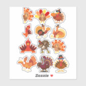 Thanksgiving Turkije Collage Sticker (Vel)