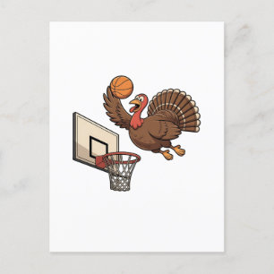 Thanksgiving Turkije Dunking Basketbal Grappig Uitnodiging Briefkaart