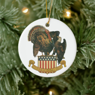  Thanksgiving Turkije, Eagle, Amerikaanse vlag Keramisch Ornament