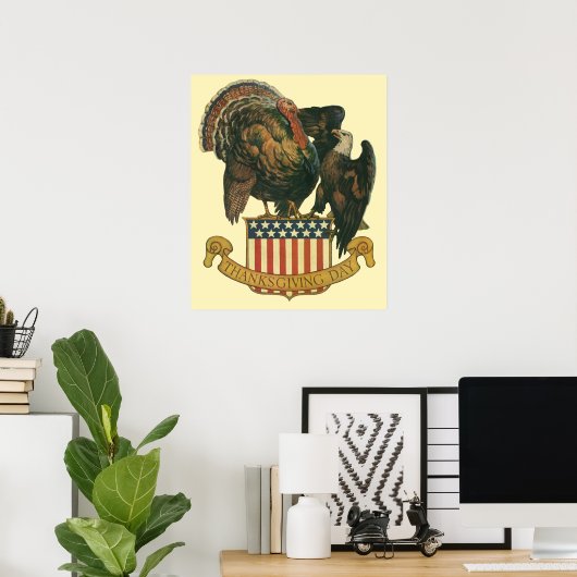  Thanksgiving Turkije, Eagle, Amerikaanse vlag Poster (Thuiskantoor)
