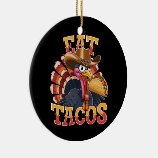 Thanksgiving Turkije Eet tacos Funny Mexican Keramisch Ornament (Rechts)