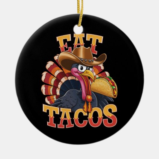 Thanksgiving Turkije Eet tacos Funny Mexican Keramisch Ornament (Voorkant)
