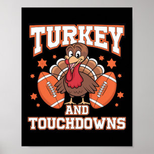 Thanksgiving Turkije en de "Touchdowns Football Ma Poster