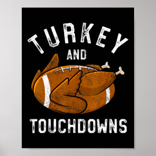 Thanksgiving Turkije en de "Touchdowns Football Ma Poster