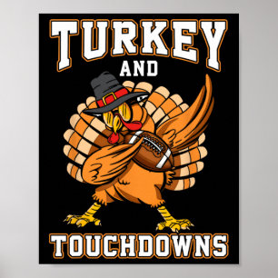 Thanksgiving Turkije en de "Touchdowns Football Ma Poster