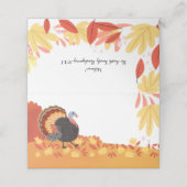Thanksgiving Turkije en Fall Leaves Place Card (Buitenkant ongevouwen)