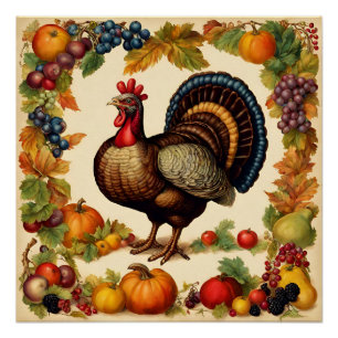 Thanksgiving Turkije en fruitoogst Perfect Poster