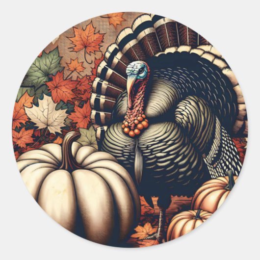  Thanksgiving Turkije en pompoenen Ronde Sticker (Voorkant)