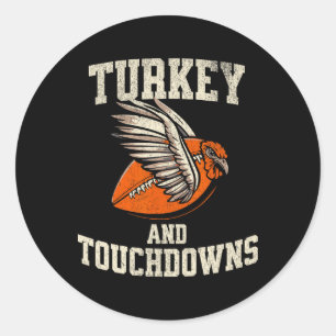Thanksgiving Turkije en touchdowns Football T-shir Ronde Sticker