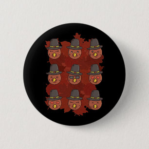Thanksgiving Turkije Face Emoji Gift Ronde Button 5,7 Cm