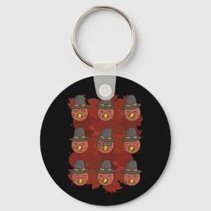 Thanksgiving Turkije Face Emoji Gift Sleutelhanger