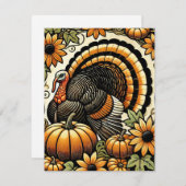Thanksgiving Turkije Feestdagenkaart (Voorkant / Achterkant)