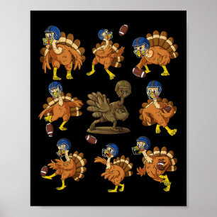 Thanksgiving Turkije Football spelers ontvangt Qua Poster