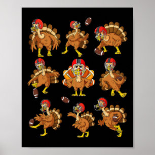 Thanksgiving Turkije Football spelers Quarterback Poster