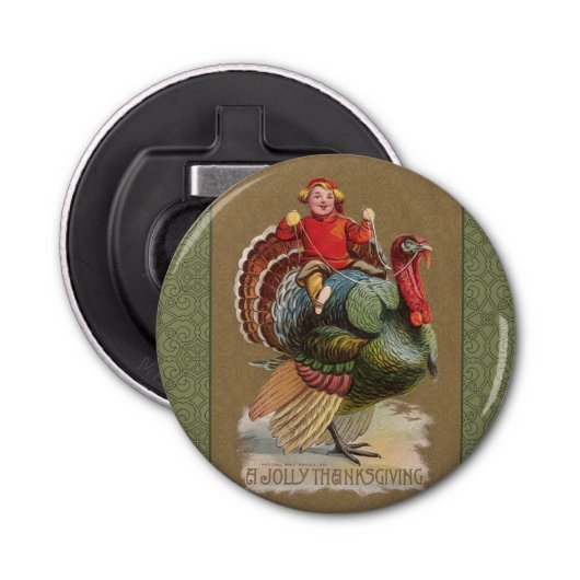 Thanksgiving Turkije Funny  groeten Button Flesopener (Voorkant)