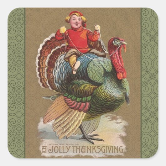 Thanksgiving Turkije Funny  groeten Vierkante Sticker (Voorkant)
