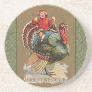 Thanksgiving Turkije Funny groeten Zandsteen Onderzetter