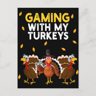 Thanksgiving Turkije gamen met mijn kalkoenen Briefkaart