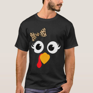 Thanksgiving Turkije Gezicht Leopard Print Wimpers T-shirt