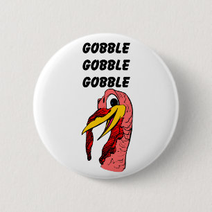 Thanksgiving Turkije Gobble Ronde Button 5,7 Cm