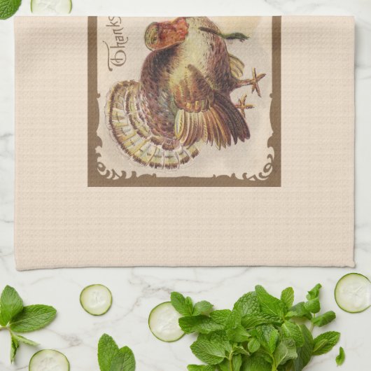 Thanksgiving, Turkije met Pilgrim Girl Theedoek (Gevouwen)