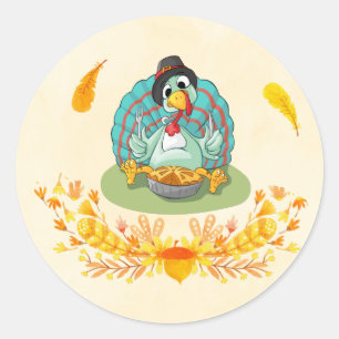 Thanksgiving Turkije met pompoen Ronde Sticker
