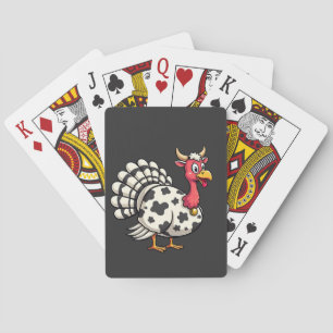 Thanksgiving Turkije Moo Koe Head Funny Herfst Fam Pokerkaarten