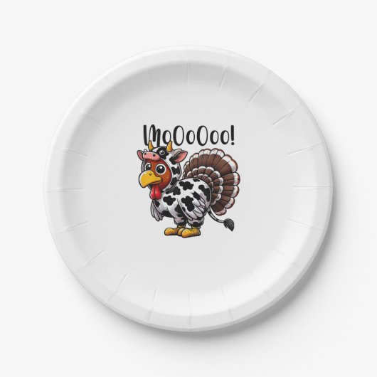 Thanksgiving Turkije Moo Koe Head Funny Herfst Man Papieren Bordje (Voorkant)