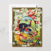  Thanksgiving Turkije Oogst Bloemen Briefkaart (Voorkant / Achterkant)