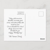  Thanksgiving Turkije Oogst Bloemen Briefkaart (Achterkant)