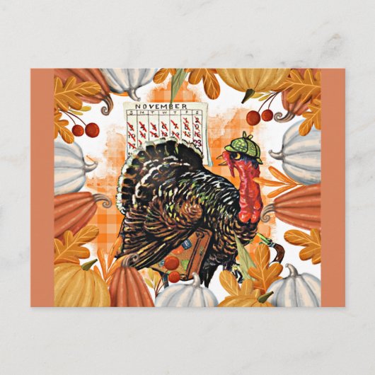  Thanksgiving, Turkije op de vlucht, Briefkaart (Voorkant)