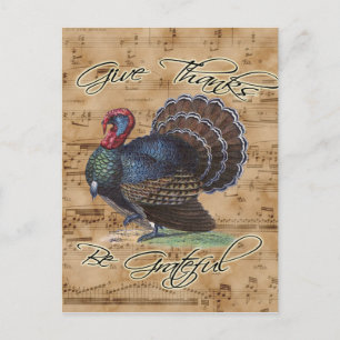 Thanksgiving Turkije op  Muziekblad Feestdagenkaart