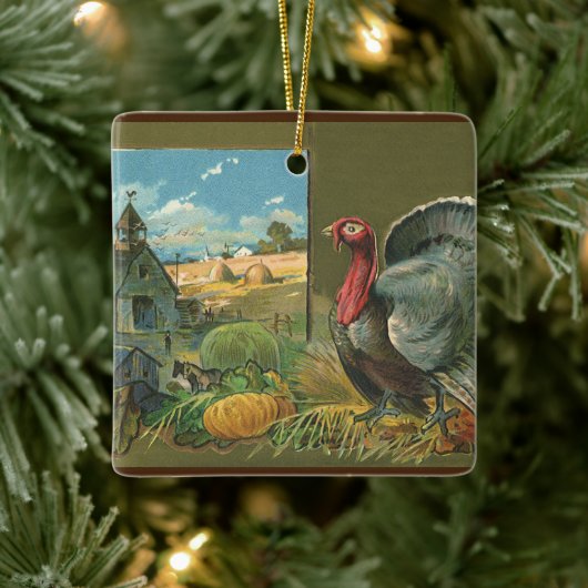 Thanksgiving, Turkije over de Boerderij Keramisch Ornament (Boom)
