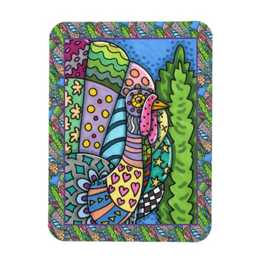 THANKSGIVING TURKIJE, PATCHWORK VEREN, VOLKSKUNST MAGNEET (Verticaal)