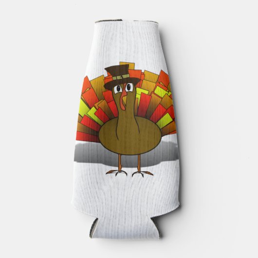 Thanksgiving Turkije Pilgrim Flesjeskoeler (Voorkant)