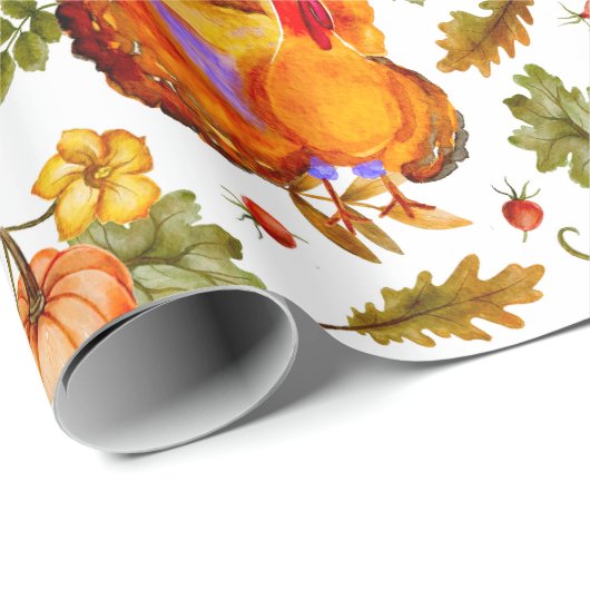Thanksgiving Turkije, pompoenen en herfstbladeren Cadeaupapier (Rol Hoek)