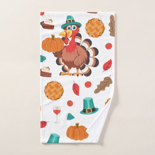 Thanksgiving Turkije Pumpkin Pie Pattern Handdoek (Handdoek)