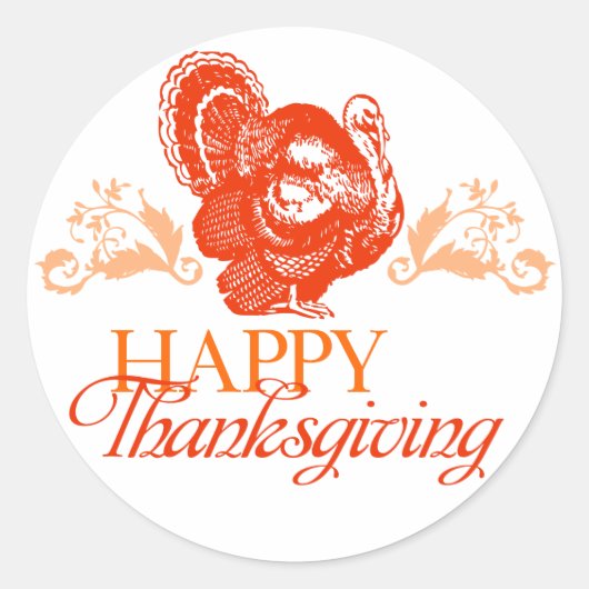 Thanksgiving Turkije Ronde Sticker (Voorkant)
